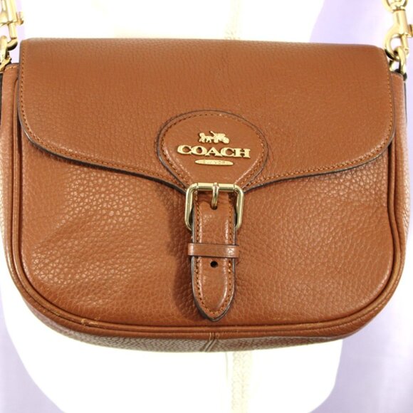 Coach Leather Flap Crossbody Saddle Brown Adjustable Strap - Picture 4 of 10